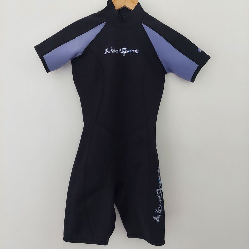 Neosport Womens Size 4 Shorty Wetsuit Neoprene Swim Surf Short Sleeves